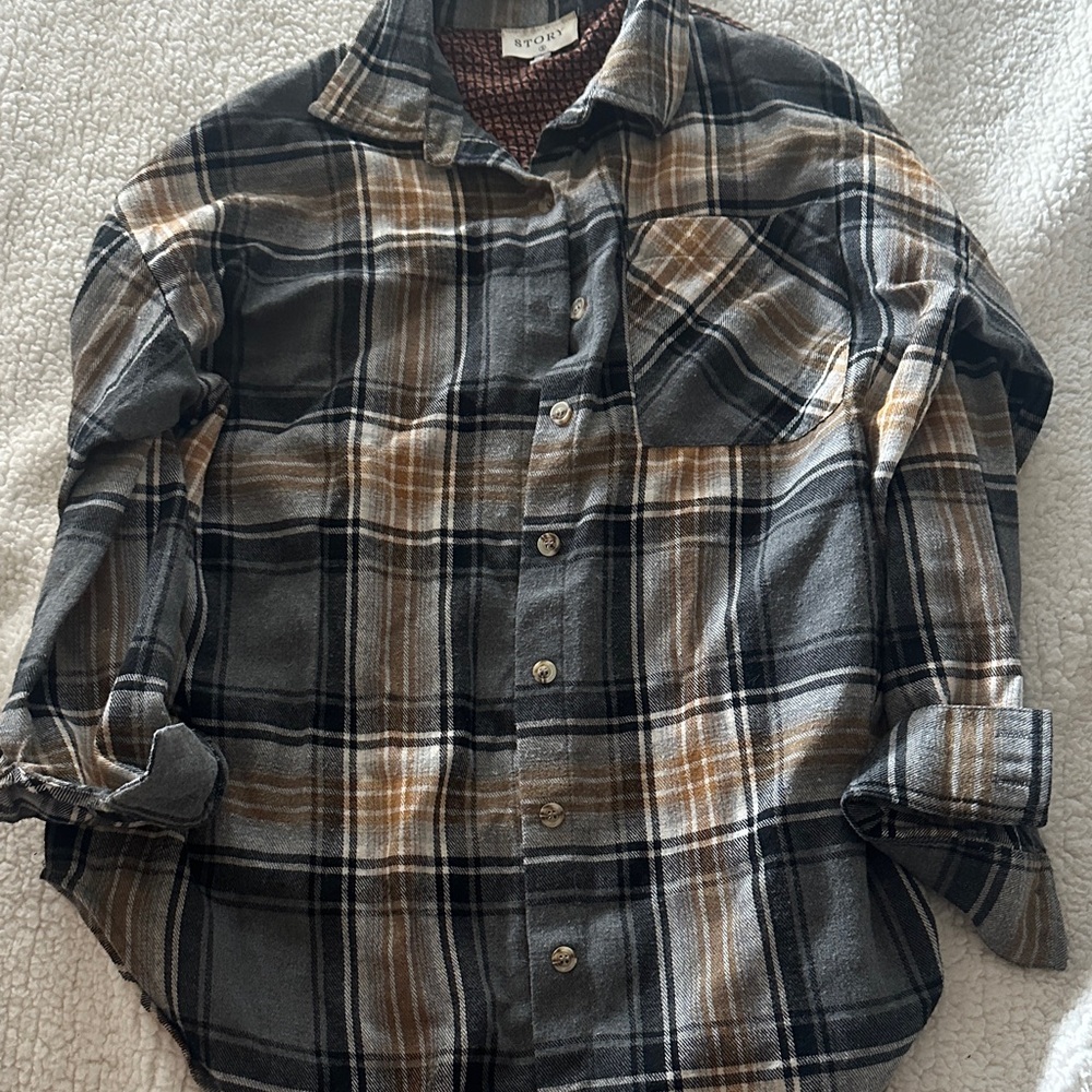 Plaid and Polka Dot Button-Up Shirt